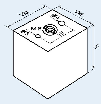 Vierkant mit Bohrbild nach System EROWA